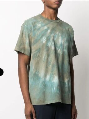 John Elliott Tie-Dye Cotton Short Sleeve Tee Made in Japan in Green 1 Small